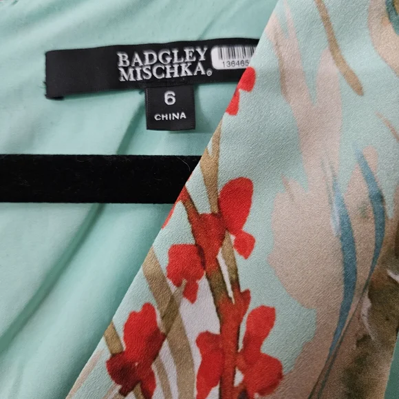 Badgley Mischka Aqua Multi Print Dress SZ 6 - Picture 7 of 12